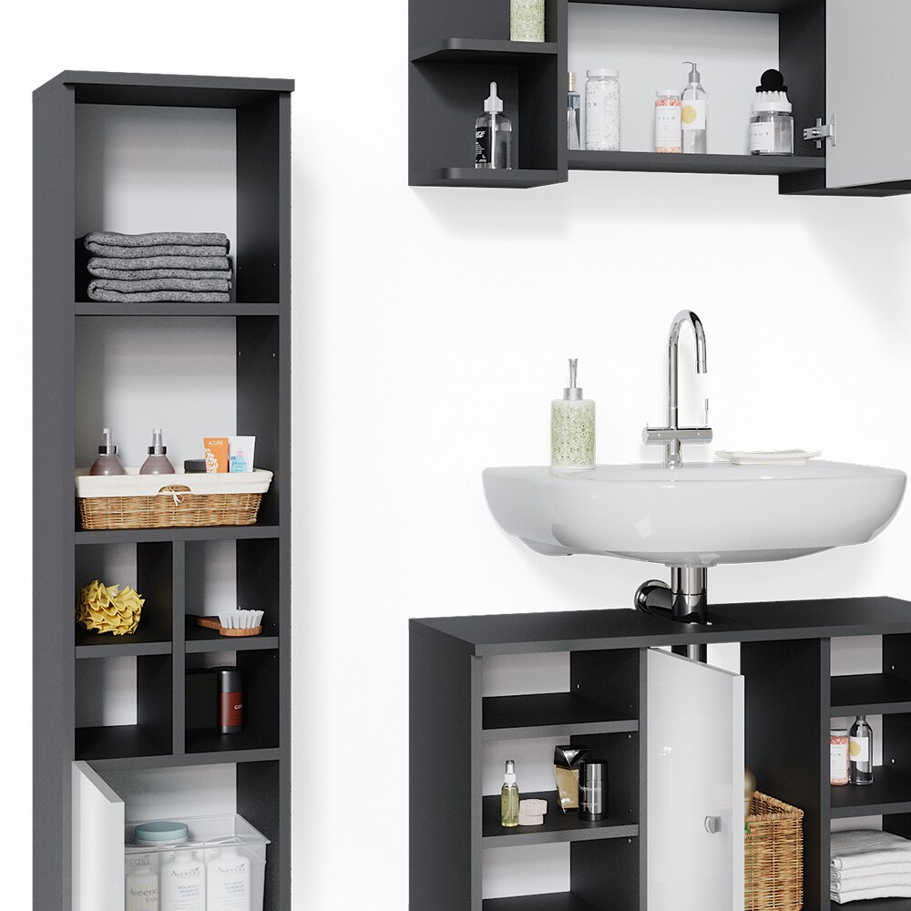 Vicco Badmöbel Set 3tlg Fynn Spiegelschrank Waschbeckenunterschrank Hochschrank