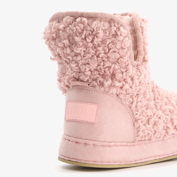 Thu!s hoge dames teddy sloffen roze