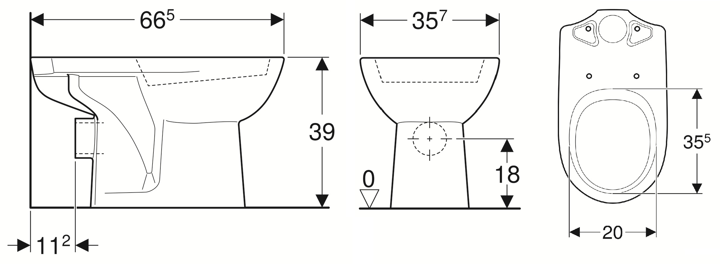 Geberit Renova staand duoblok toilet PK met KeraTect wit glans