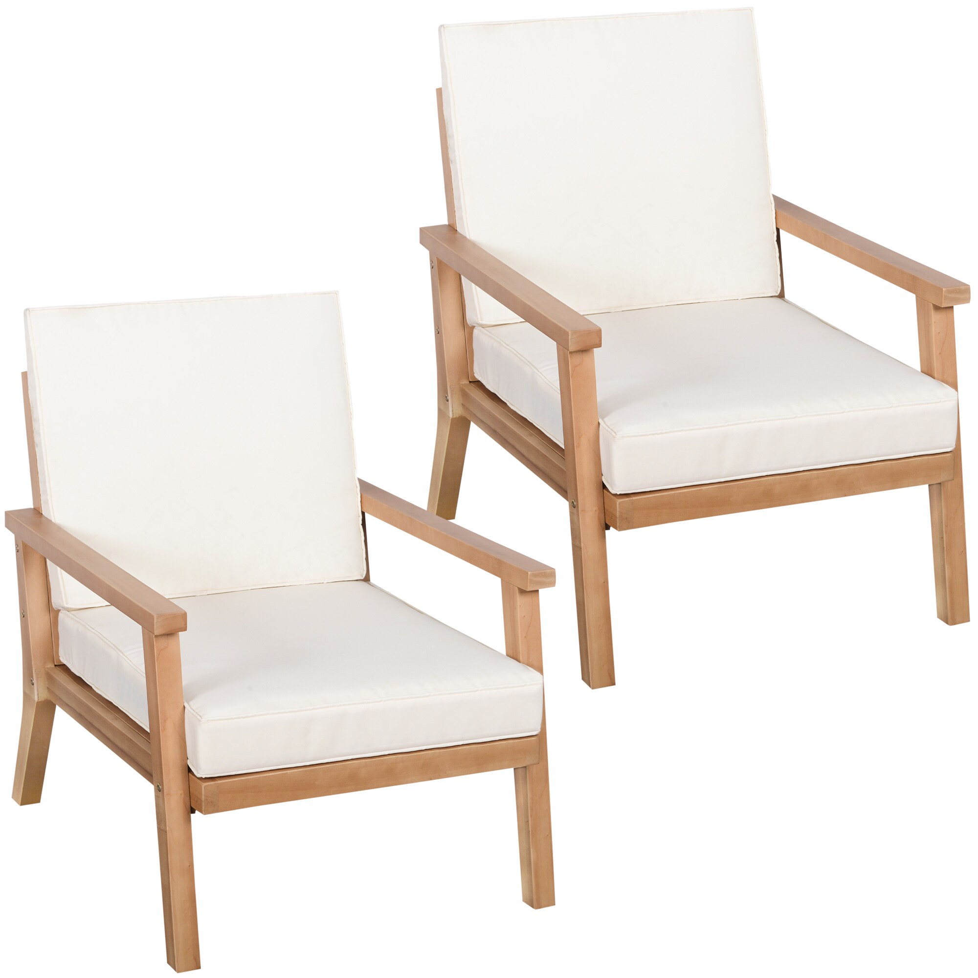 Outsunny Gartenstühle mit Kissen natur, weiß 66L x 77,5B x 74,5H cm