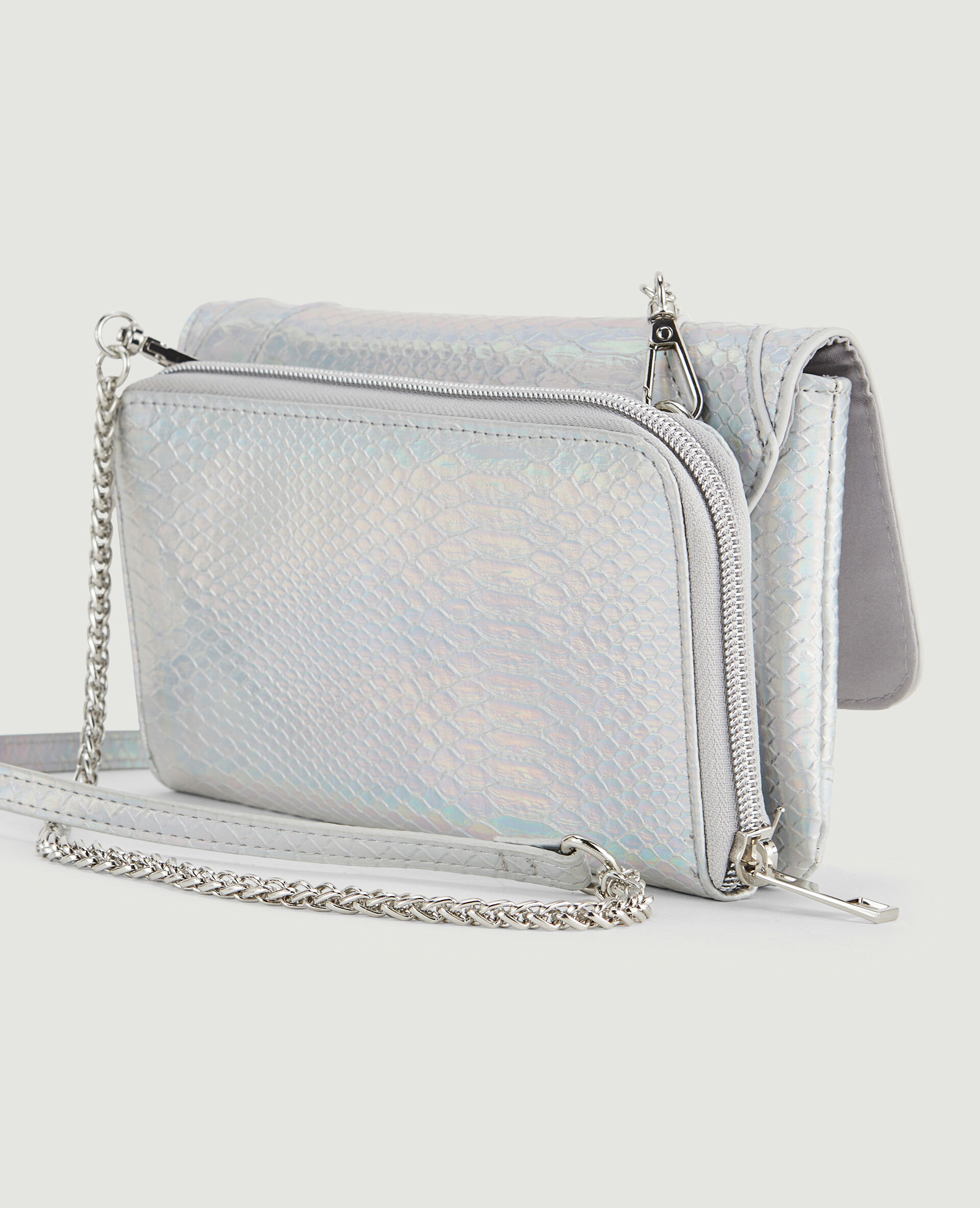 Mini sac effet serpent irisé - Argenté