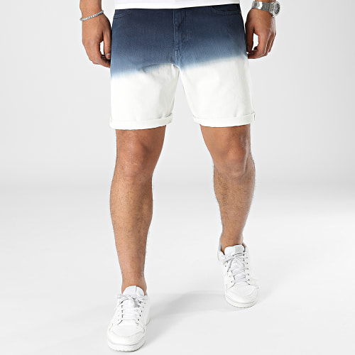 Short Jean Chris Fade Bleu Marine Blanc