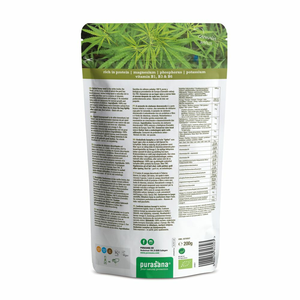 Purasana Superfood Hennepzaden Bio200 gr