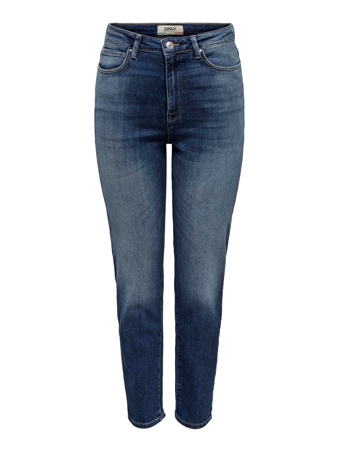ONLEMILY Hohe Taille Gerade geschnitten Jeans Medium Blue Denim