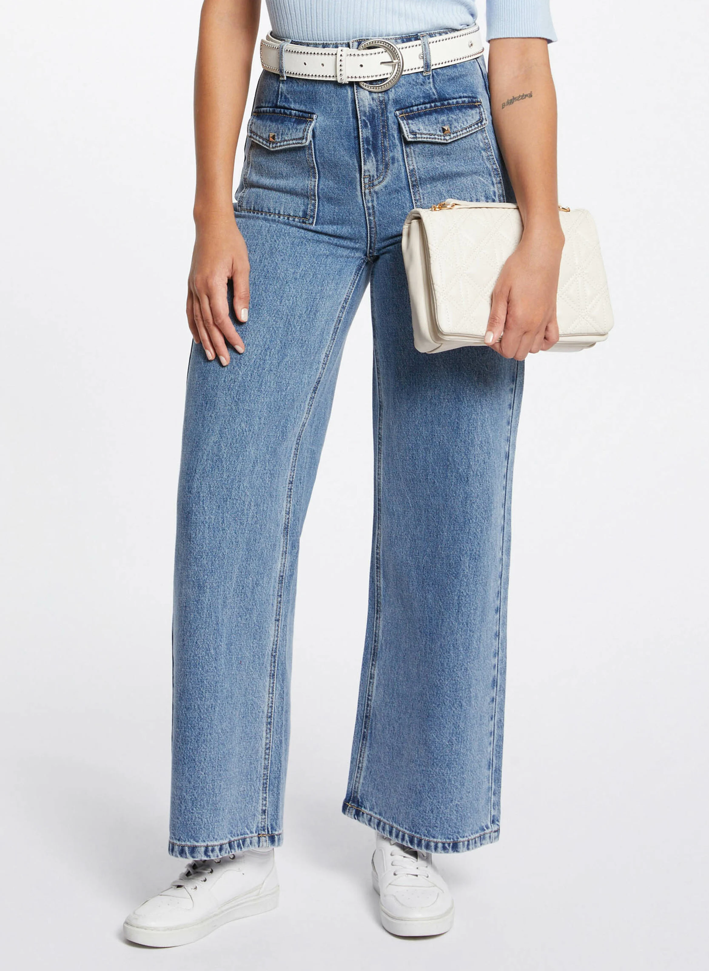 PWIDE - Jean large taille haute en coton | Bleu