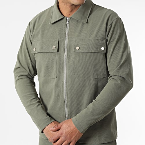 Ensemble Veste Zippée Pantalon Cargo 22047 Vert Kaki