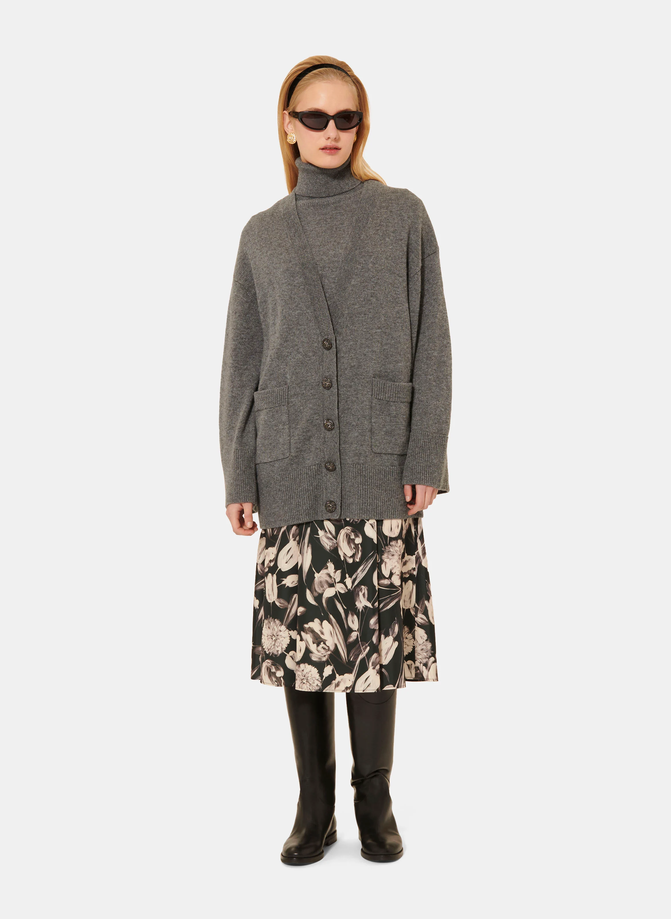 GINGER - Gilet ajusté col V en laine | Gris