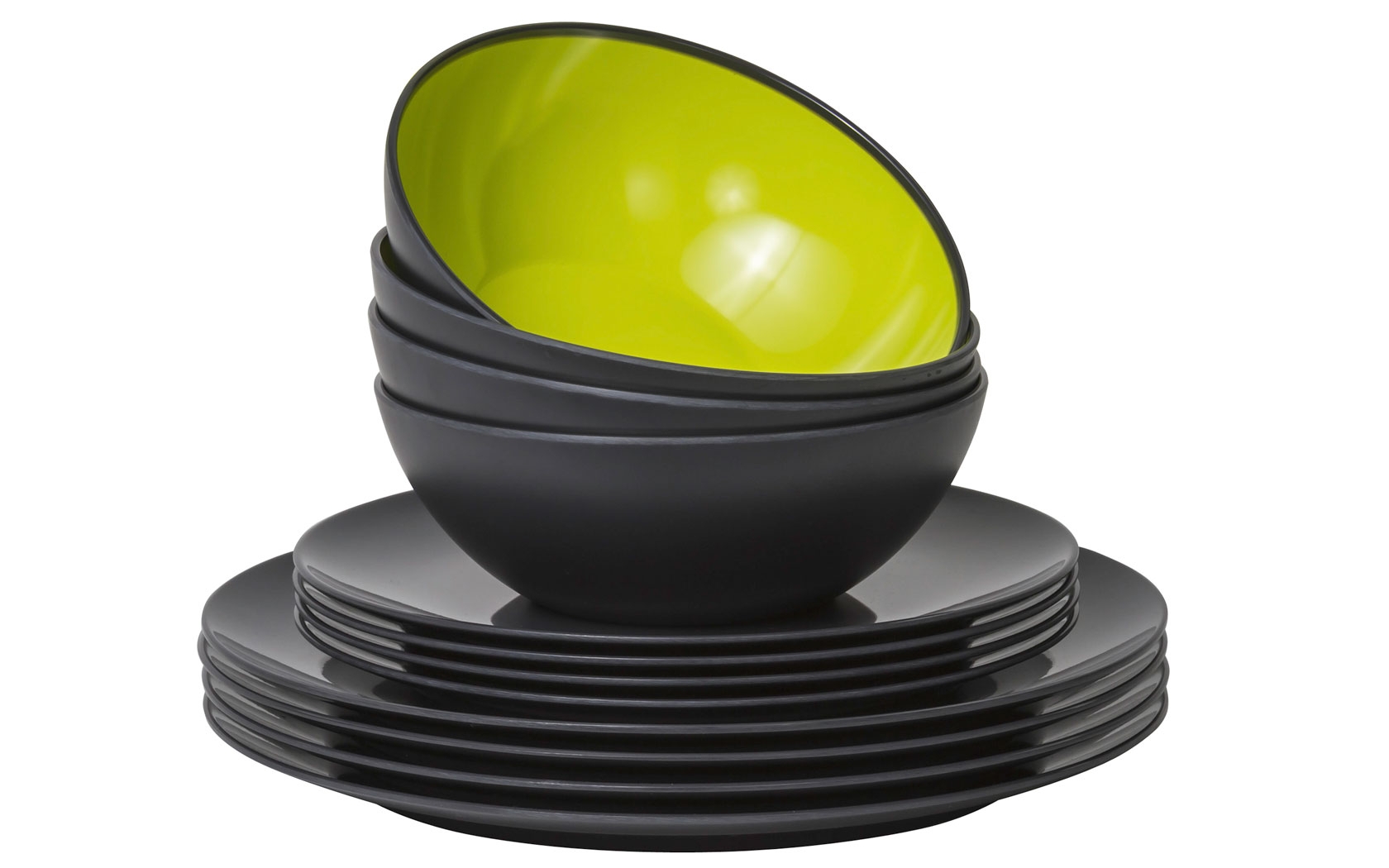 Gimex Melamin Grey-Line Geschirr-Set 12 tlg.