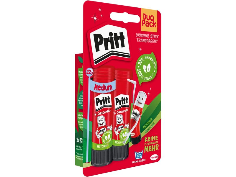 Pritt Klebestift 22 g, 2 Stück Kinderfreundlicher Leimstift für kreative Bastelarbeiten