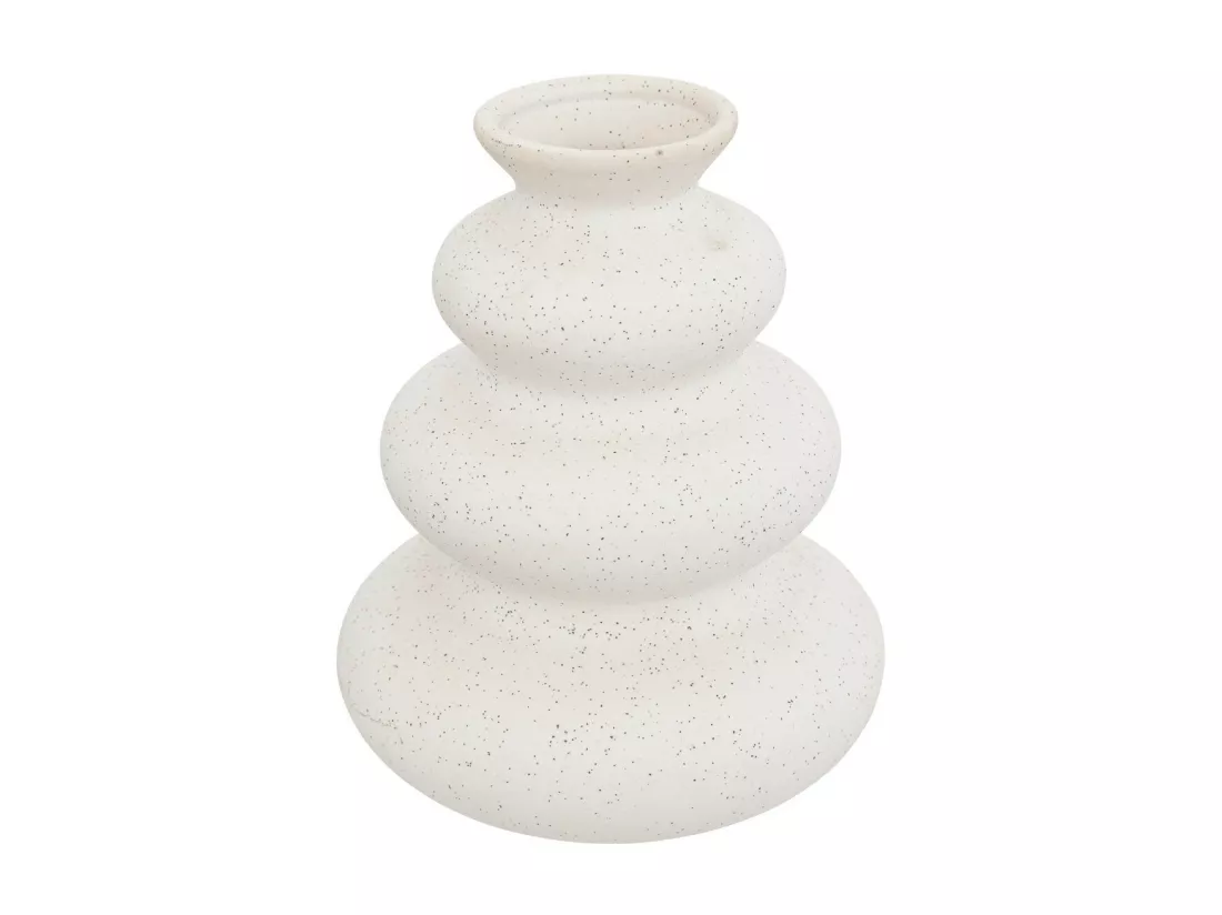Vase en céramique mouchetée Blanc sable H 20 cm