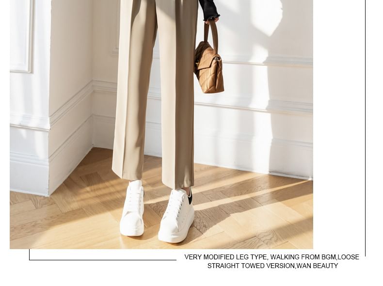 Sienne - Hoge taille effen cropped taps toelopende broek