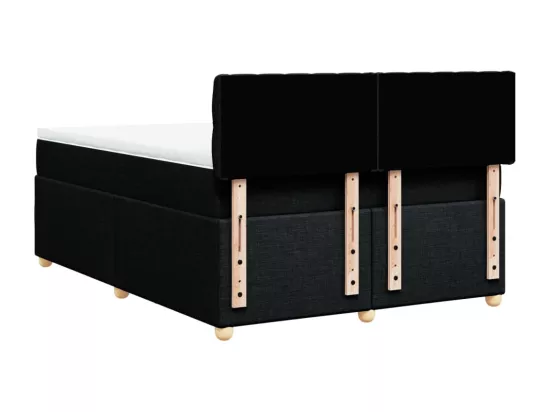 Sommier à lattes de lit avec matelas Noir 160x200 cm Tissu