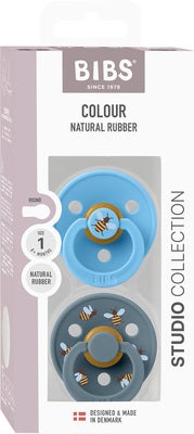 BIBS Studio Colour Bumblebee Smokk 2-Pakk Lateks Str 1, Breeze