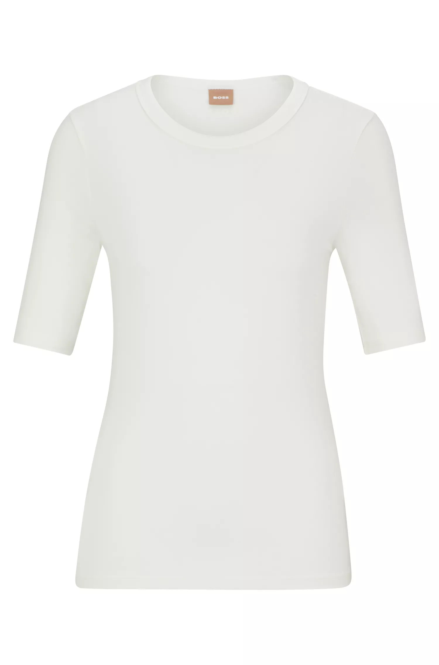 Camiseta BOSS preta de corte slim em tecido misto de modal e elastano.