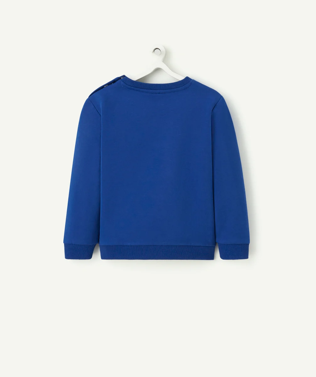 SWEAT BÉBÉ GARÇON BLEU AVEC MESSAGE ET CHIEN EN BOUCLETTES