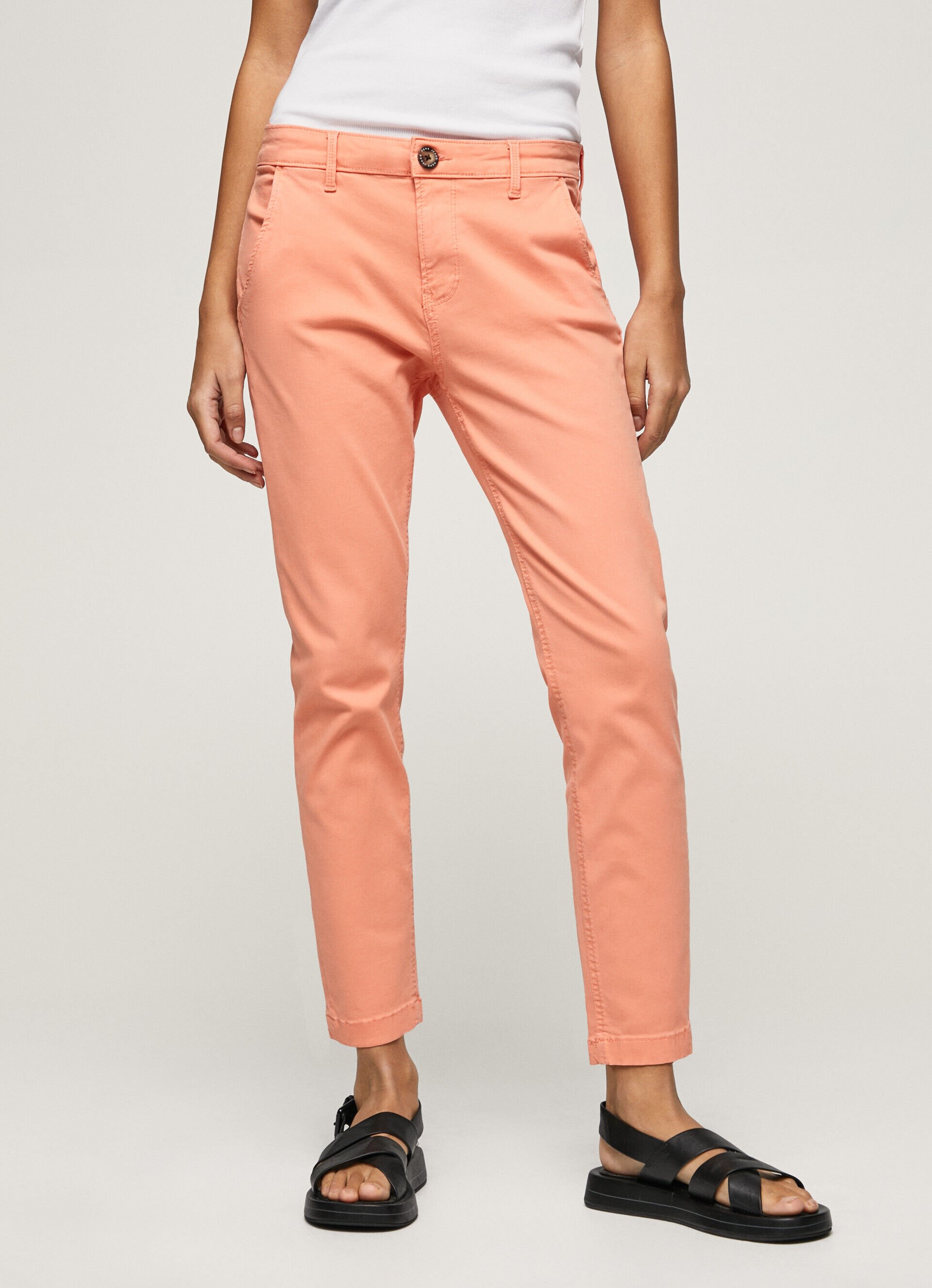 Calça chino Maura de corte regular - pêssego laranja