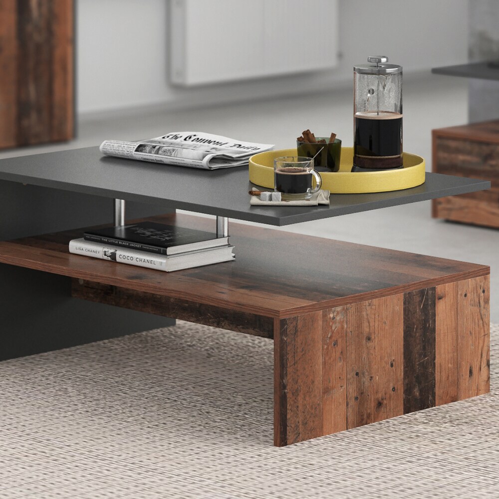 Vicco Couchtisch Sofatisch mit Ablage Kaffeetisch Amato Old Style Metallgestell