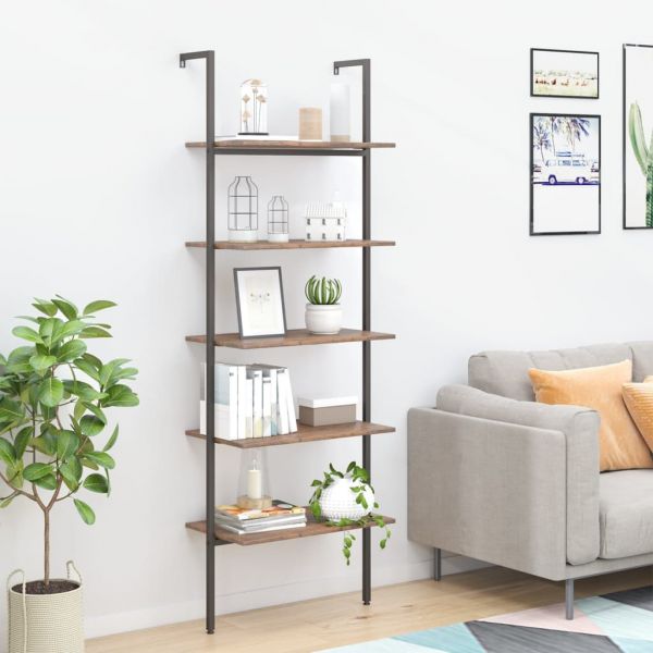 Unidade 5 Prateleiras 64x35x185 cm Castanho-escuro e Preto - 336386