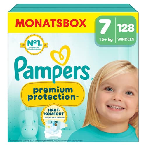 Pampers Premium Protection Gr. 7, Monatsbox, 15kg+