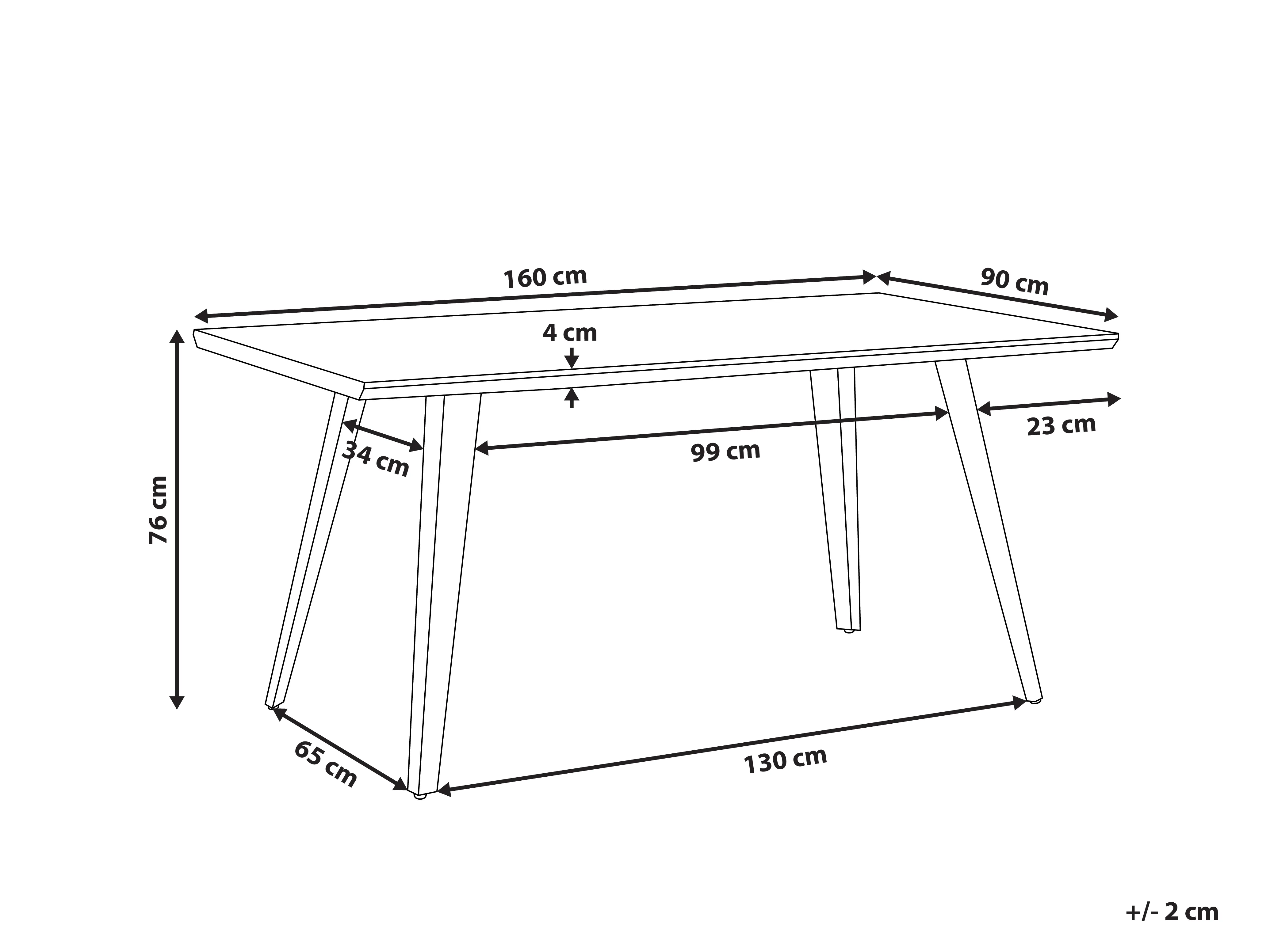 Eettafel WITNEY Grijs 90 cm 160 cm