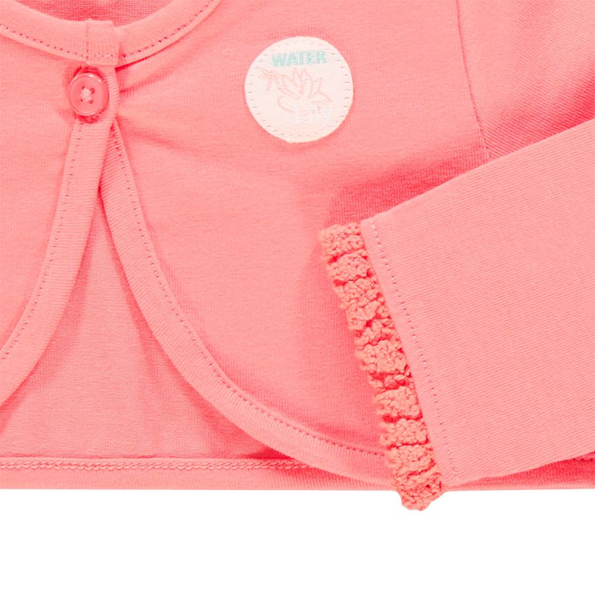 Ensemble avec tunique, boléro uni et legging imprimés fleurs - Corail