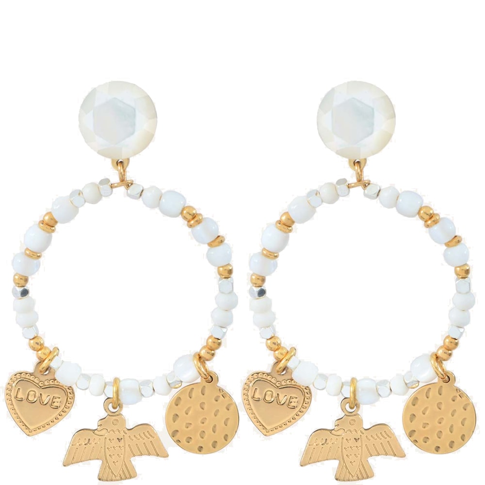 Boucles d'oreilles à clips Lucky Charms - Métal doré & corne