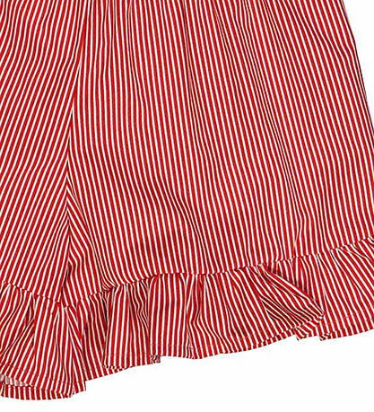 M?Slå Shorts - Poplin Stripe Frill - Balsam Cream/Apple Red