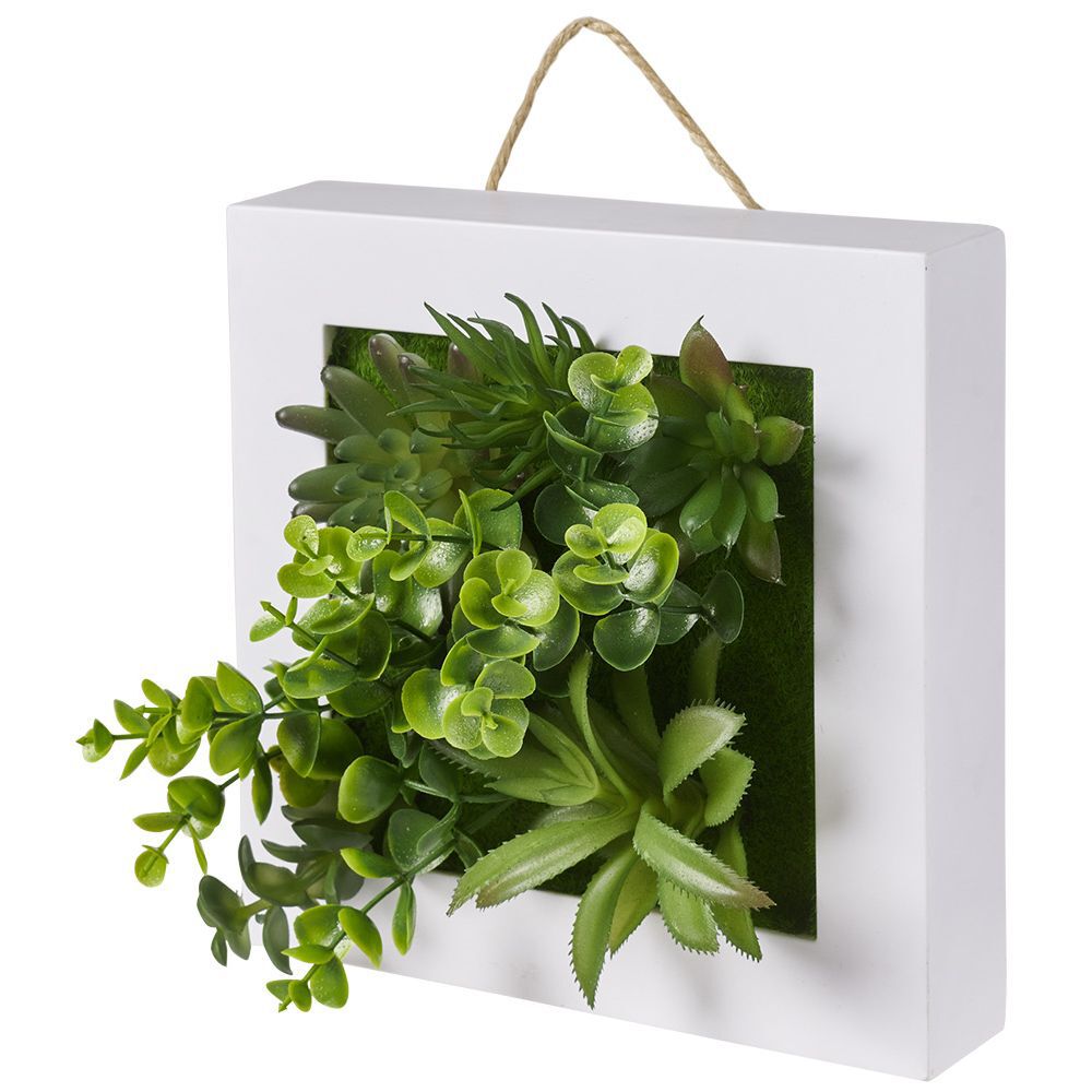 Plante artificielle dans cadre à suspendre 20x20cm