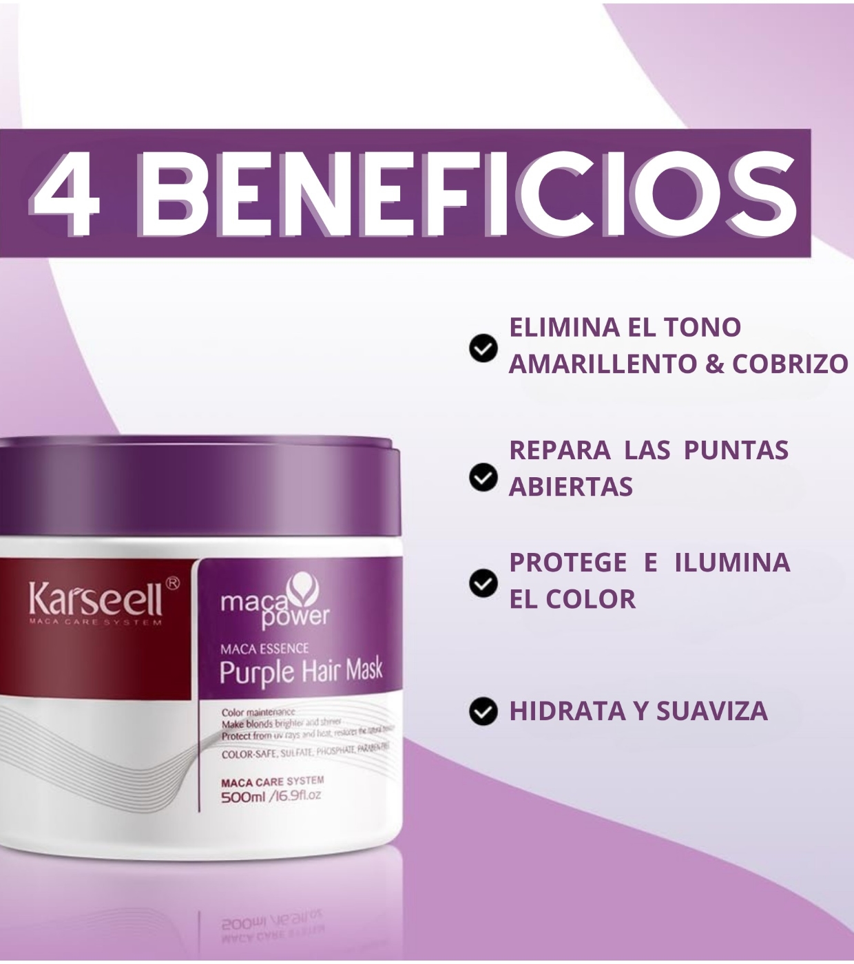 Karseell - *Maca Power* - Máscara violeta neutralizante Blonde