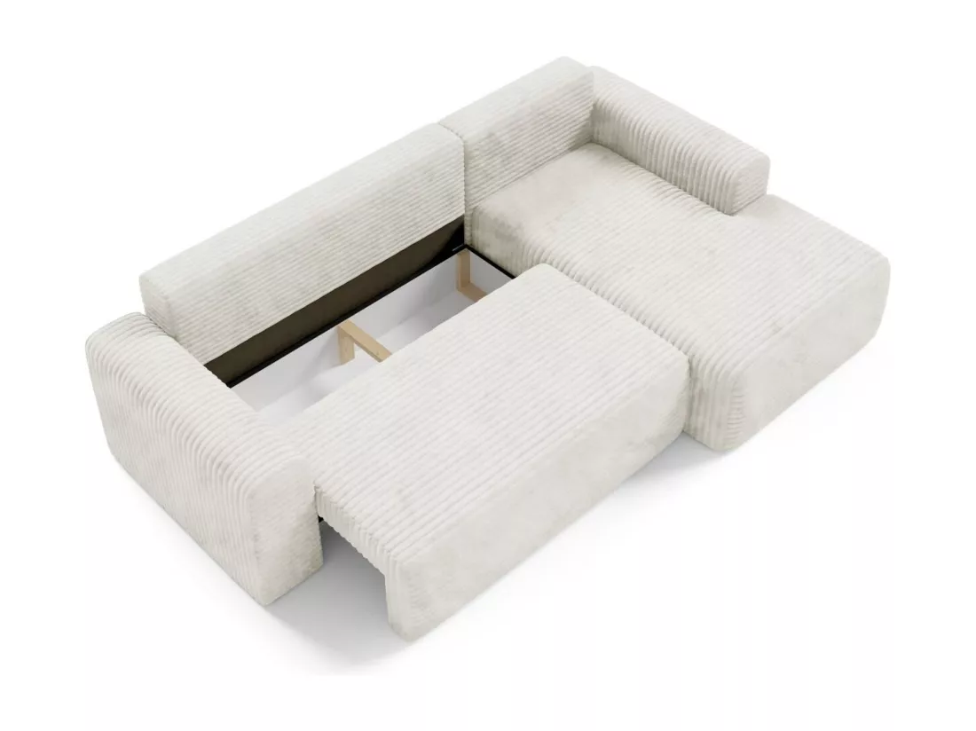 Canapé d'angle convertible en velours côtelé SONTII Creme