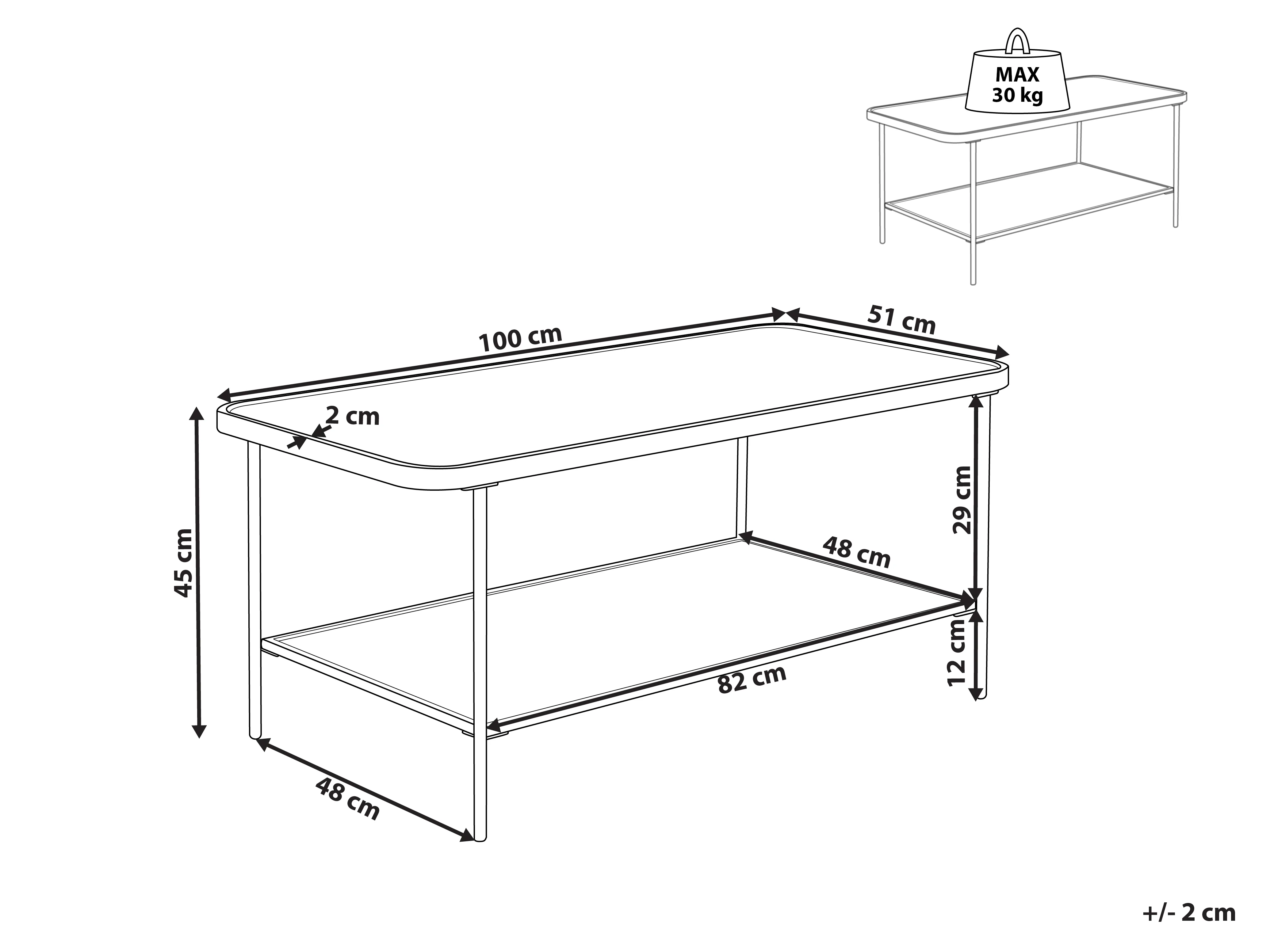 Salontafel BLAIR Veiligheidsglas Zwart