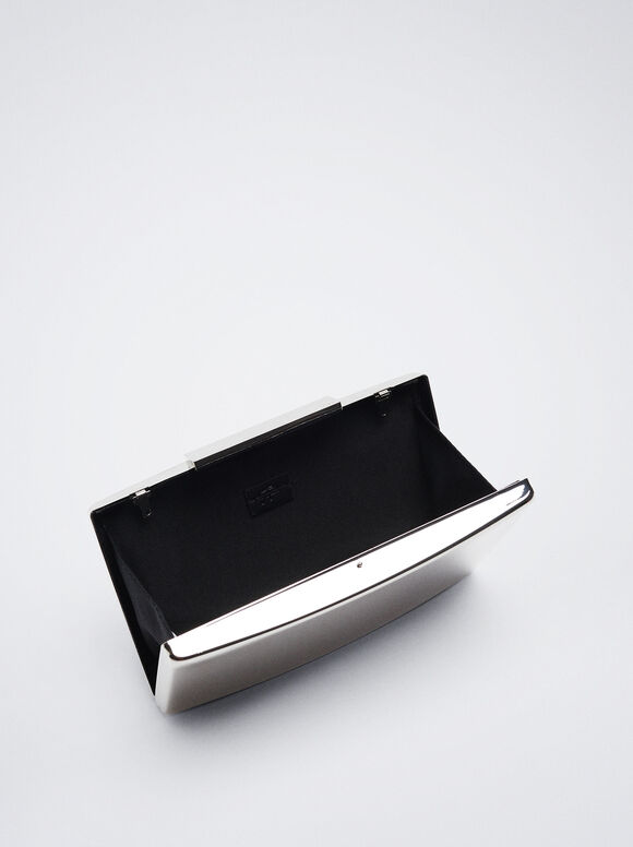 Clutch metálica para festa - Prateada