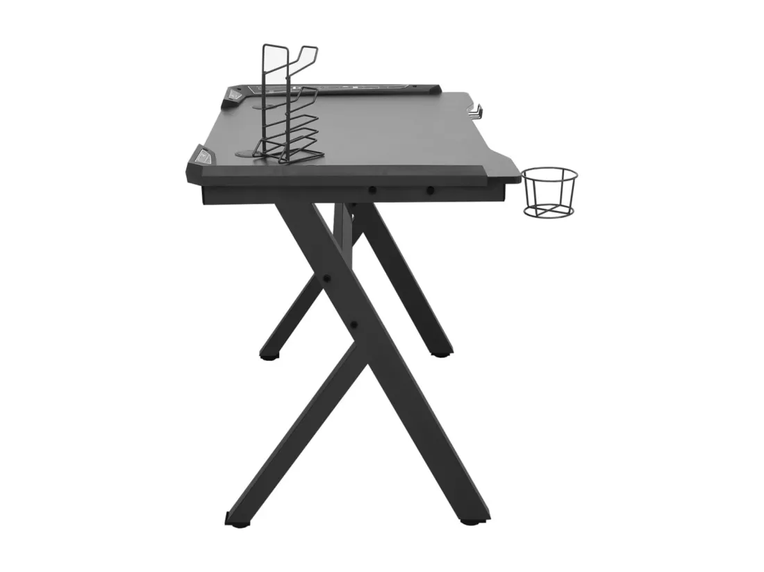 Bureau de jeu à LED en forme de Y noir 90x60x75 cm