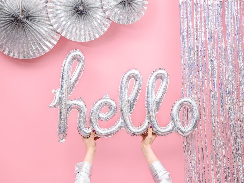 Folie Ballon Hello Holografisch 72cm