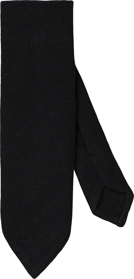 ETON Navy Blue Solid Woven Cashmere Tie Blå