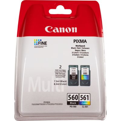 Canon PG-560 / CL-561 - Pack de 2 - noir, couleur (cyan, magenta, jaune) - cartouche d'encre originale