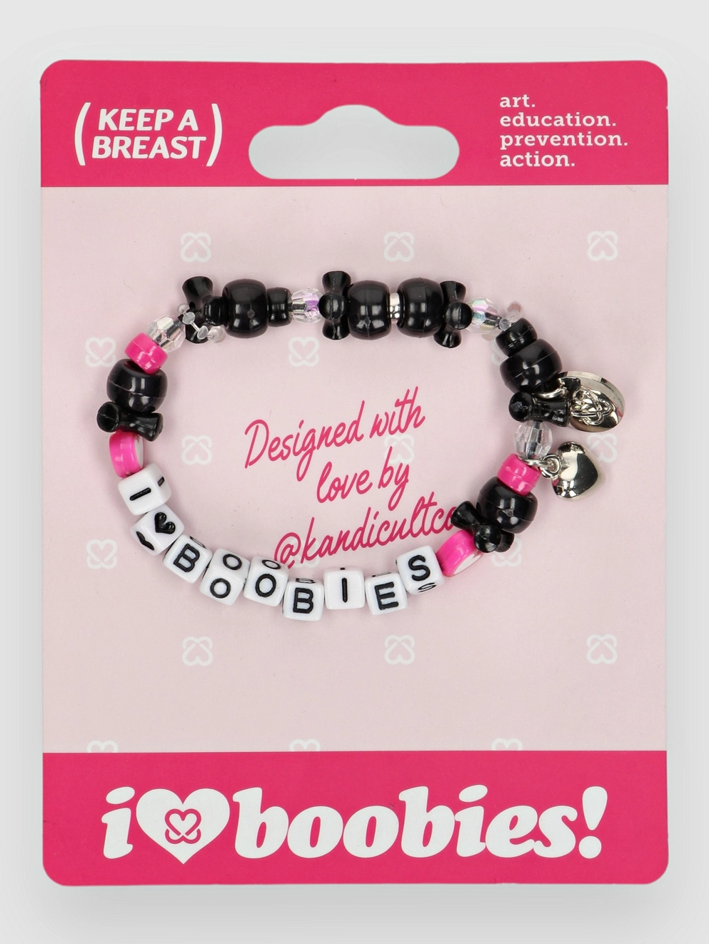 Keep a Breast I Love Boobies Kandi Jewellery black