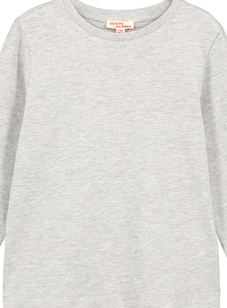 Tshirt Uni GRIS CHINE Manches longues