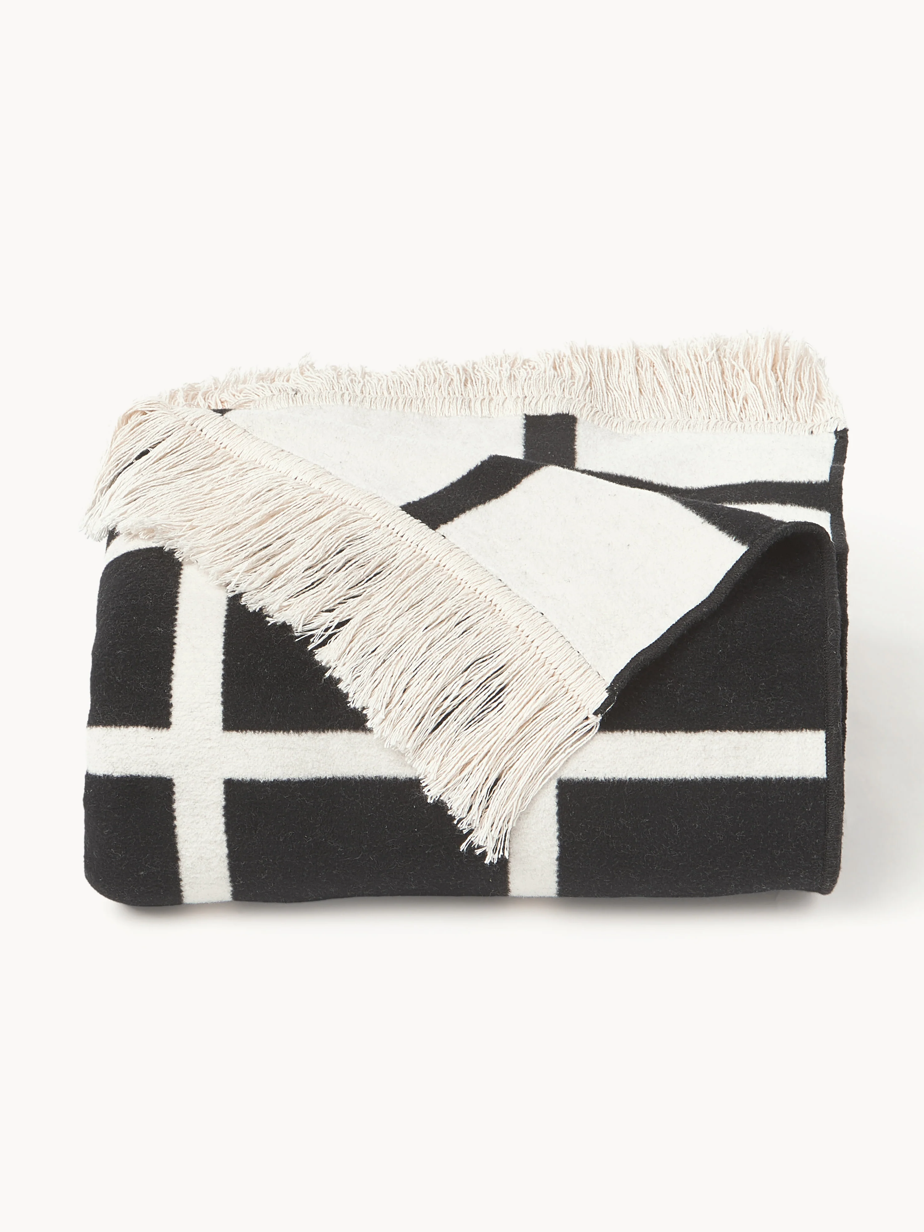 Zachte geruite plaid Edison met franjes