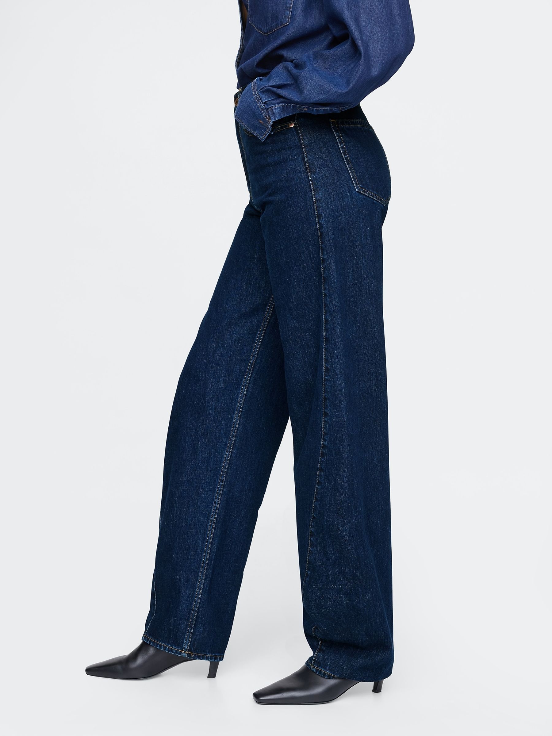 Donker indigo - Gap jeans met hoge taille en toelopende pijpen