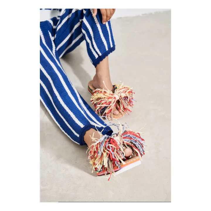 Maison Mangostan Pantalon Maille Rayure | Bleu marine