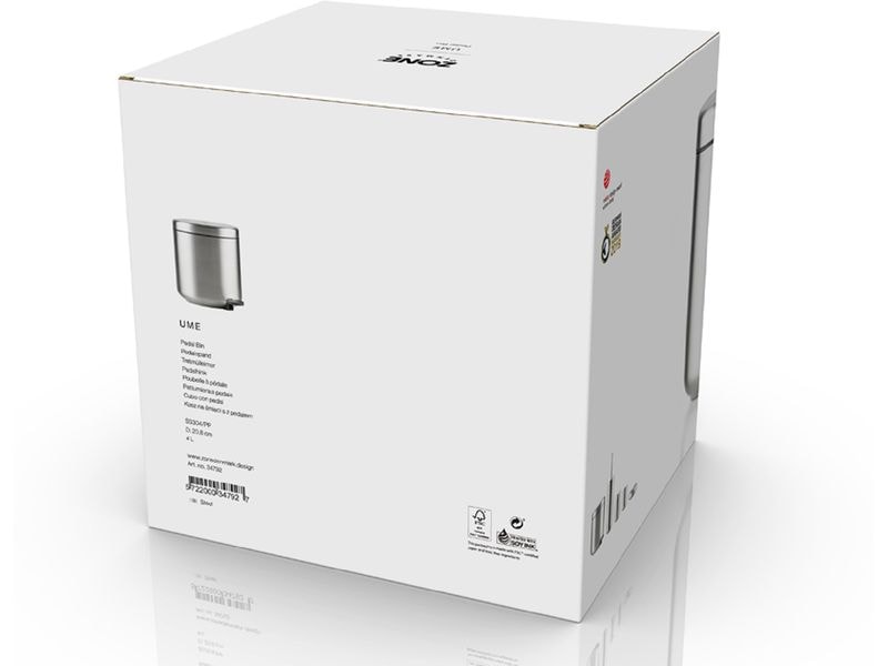 Zone Denmark Treteimer Zone Ume, 4 l, Silber Pedaleimer Rund