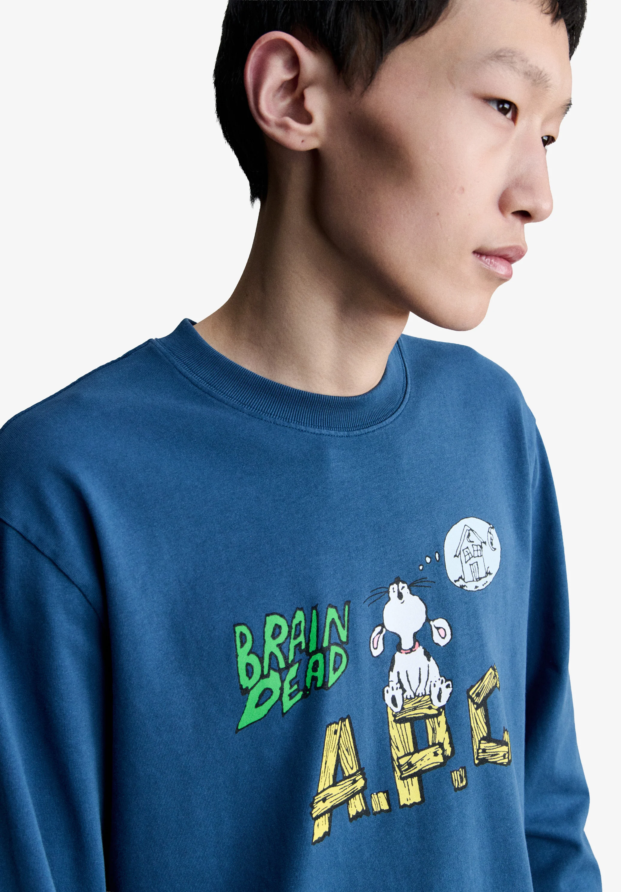 t-shirt long sleeves APC x BRAINDEAD - Bleu gris