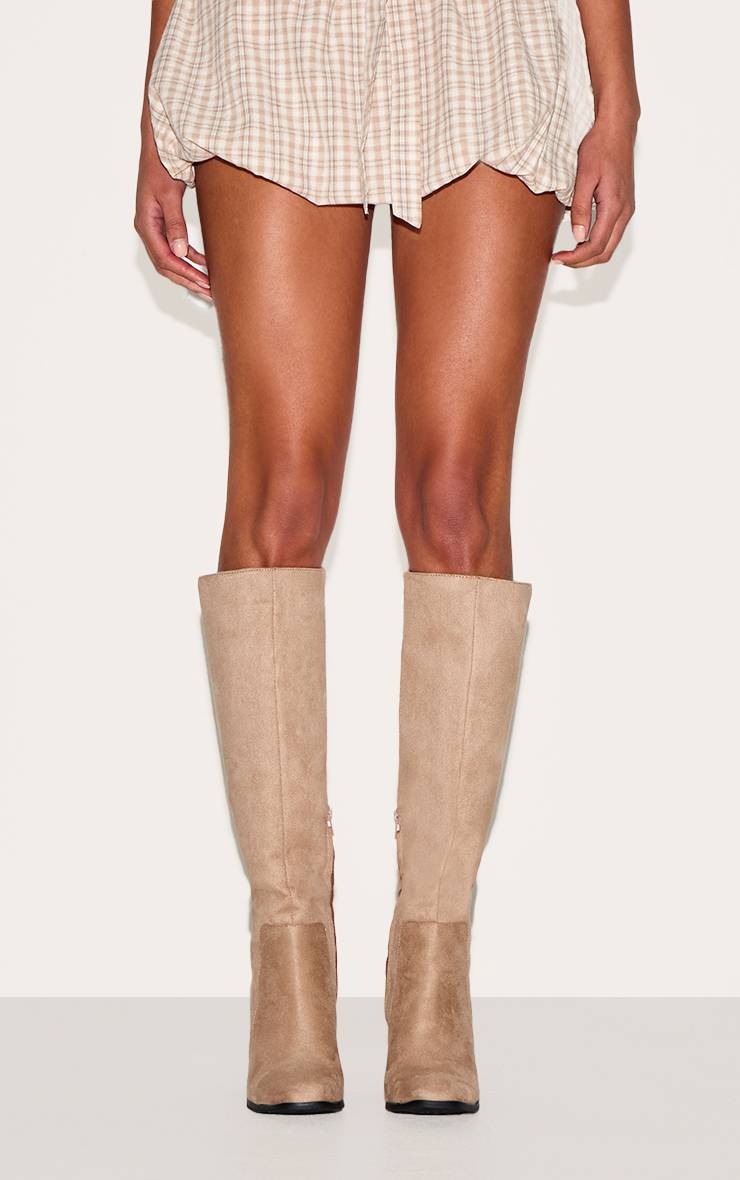 Gris Pierre Bottes Montantes À Talon Bloc Haut Bout Rond En Synthétique