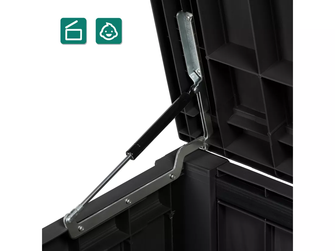 YITAHOME 460L Coffre de Rangement Exterieur - Coffre de Jardin - en Resine avec Poignées Latérales pour Terrasse Balcon, Noir