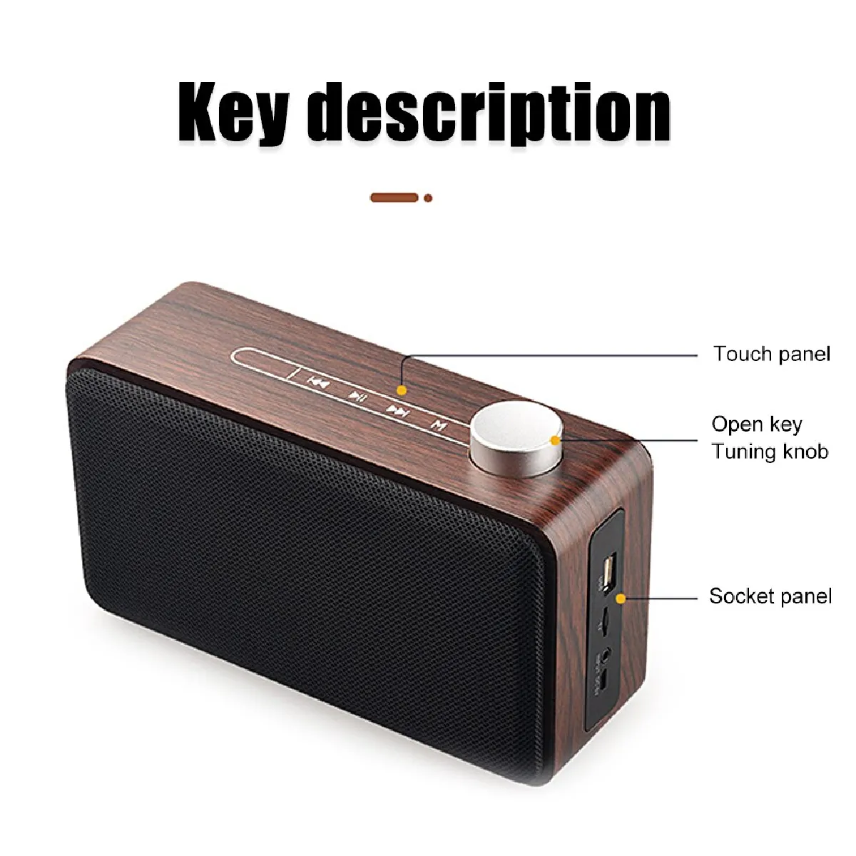 Universal Haut-parleur Bluetooth en bois - Grain de noyer