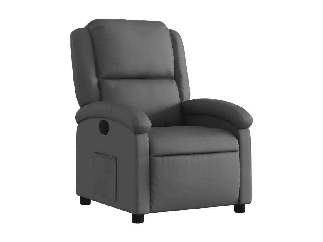 Fauteuil inclinable gris cuir véritable