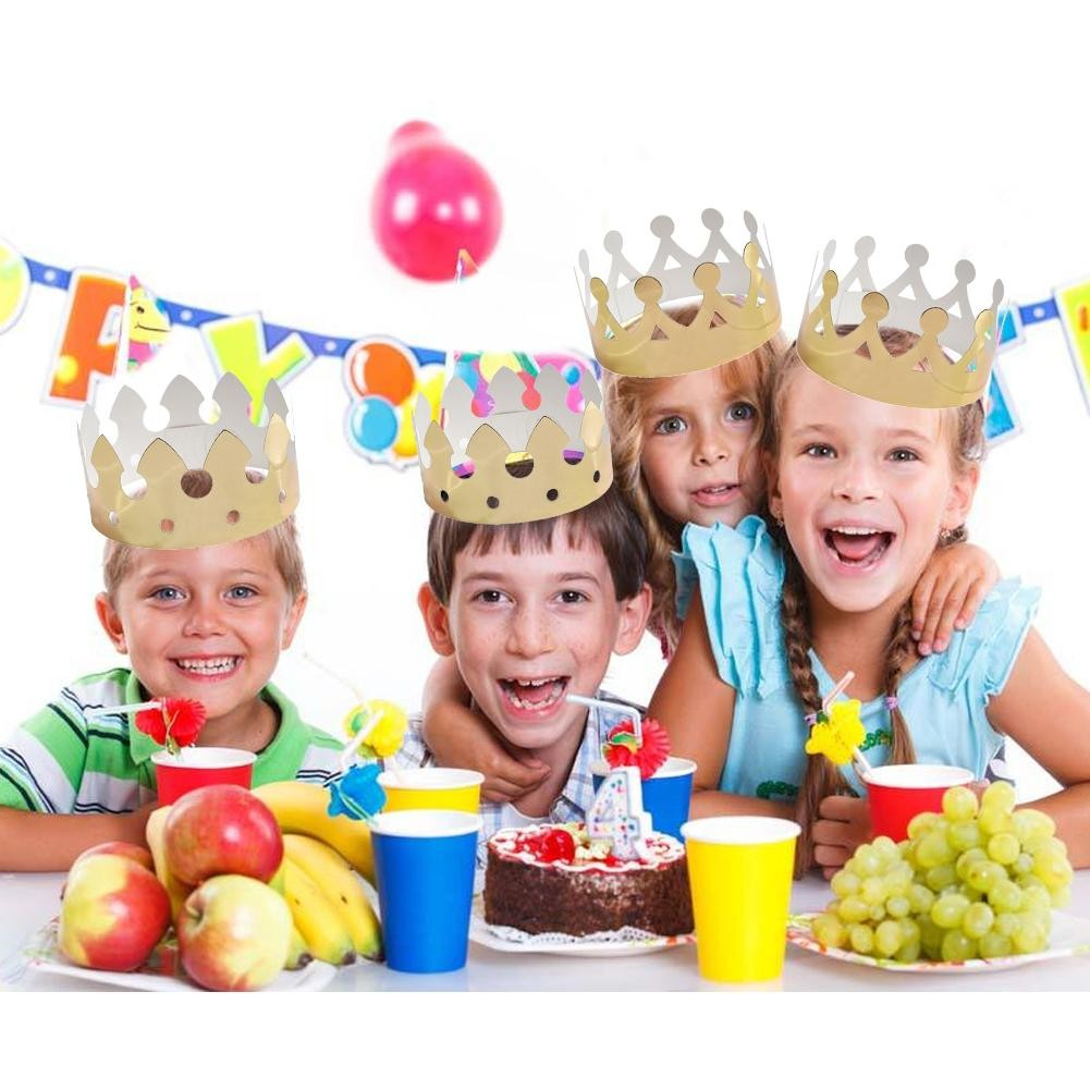 (10er Set) 58x9cm Metallic Party Krone Verstellbare Karton Krone Accessoire - Gold