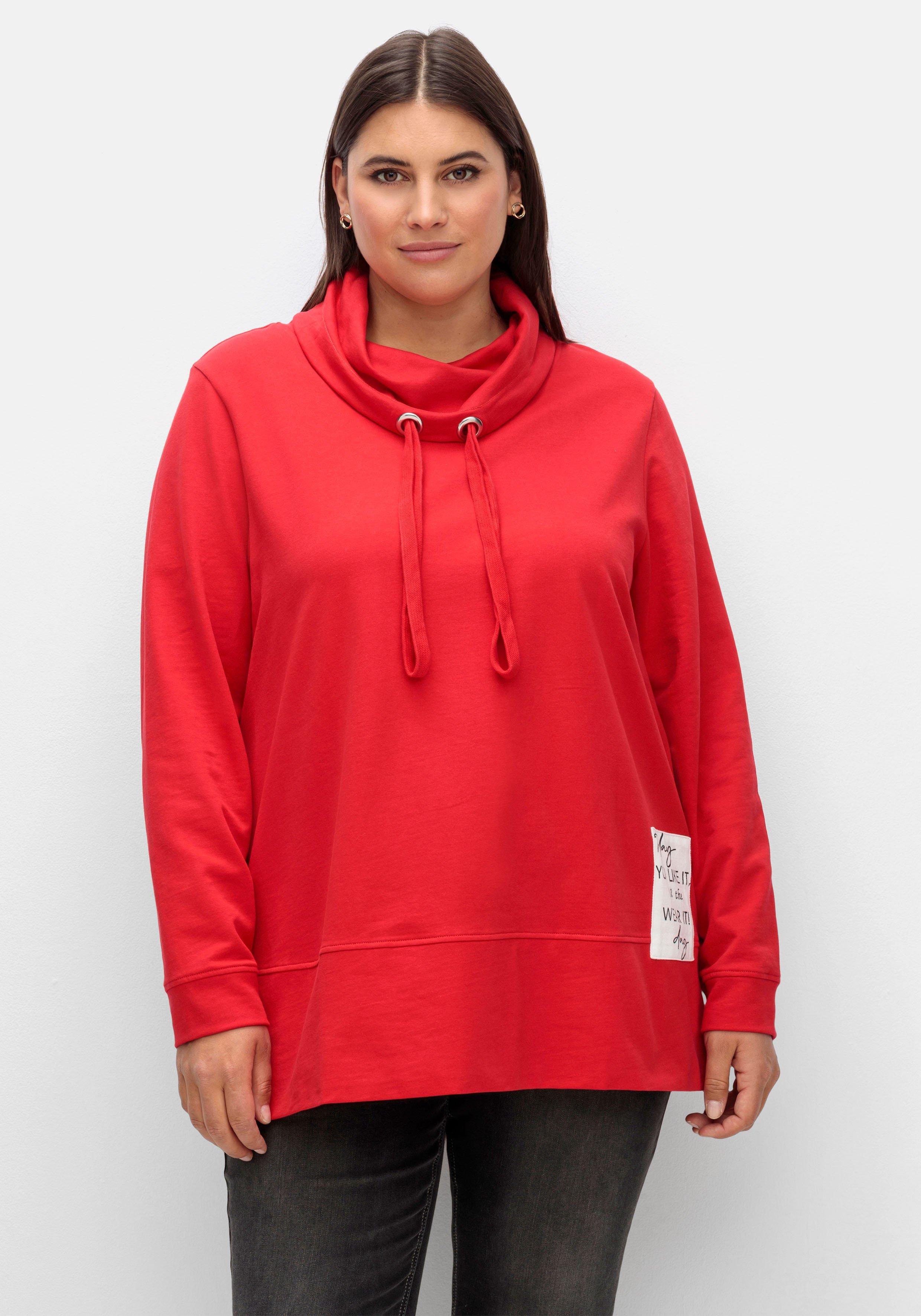 Sweatshirt mit Stehkragen und Applikation seitlich