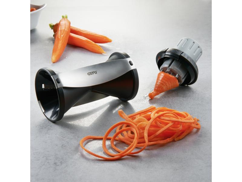 GEFU Spiralschneider Spirelli 2.0 Schwarz Gemüseschneider für besonders lange Julienne-Spiralen
